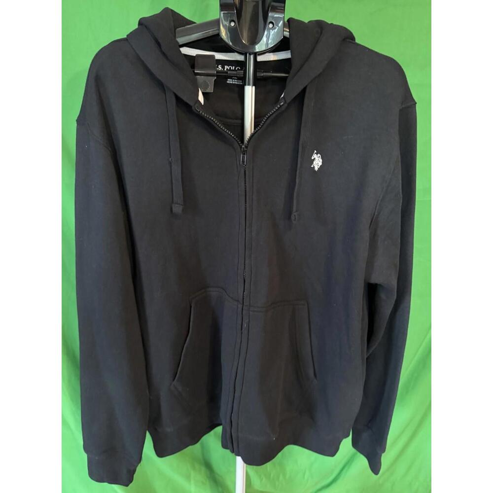 U.S. Polo Assn. Men's Full Zip Luxury Feel Fleece Black Hoodie Men's Size XL